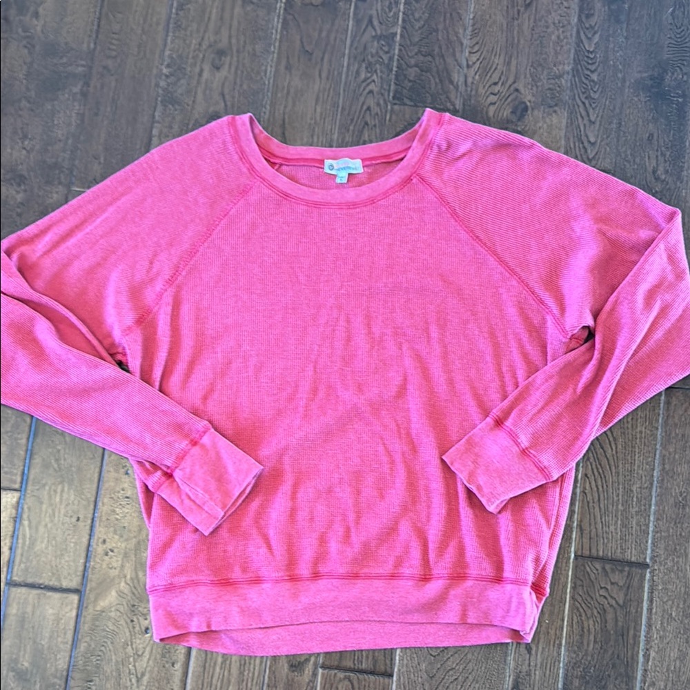 Red Long Sleeve Cropped Thermal Tee